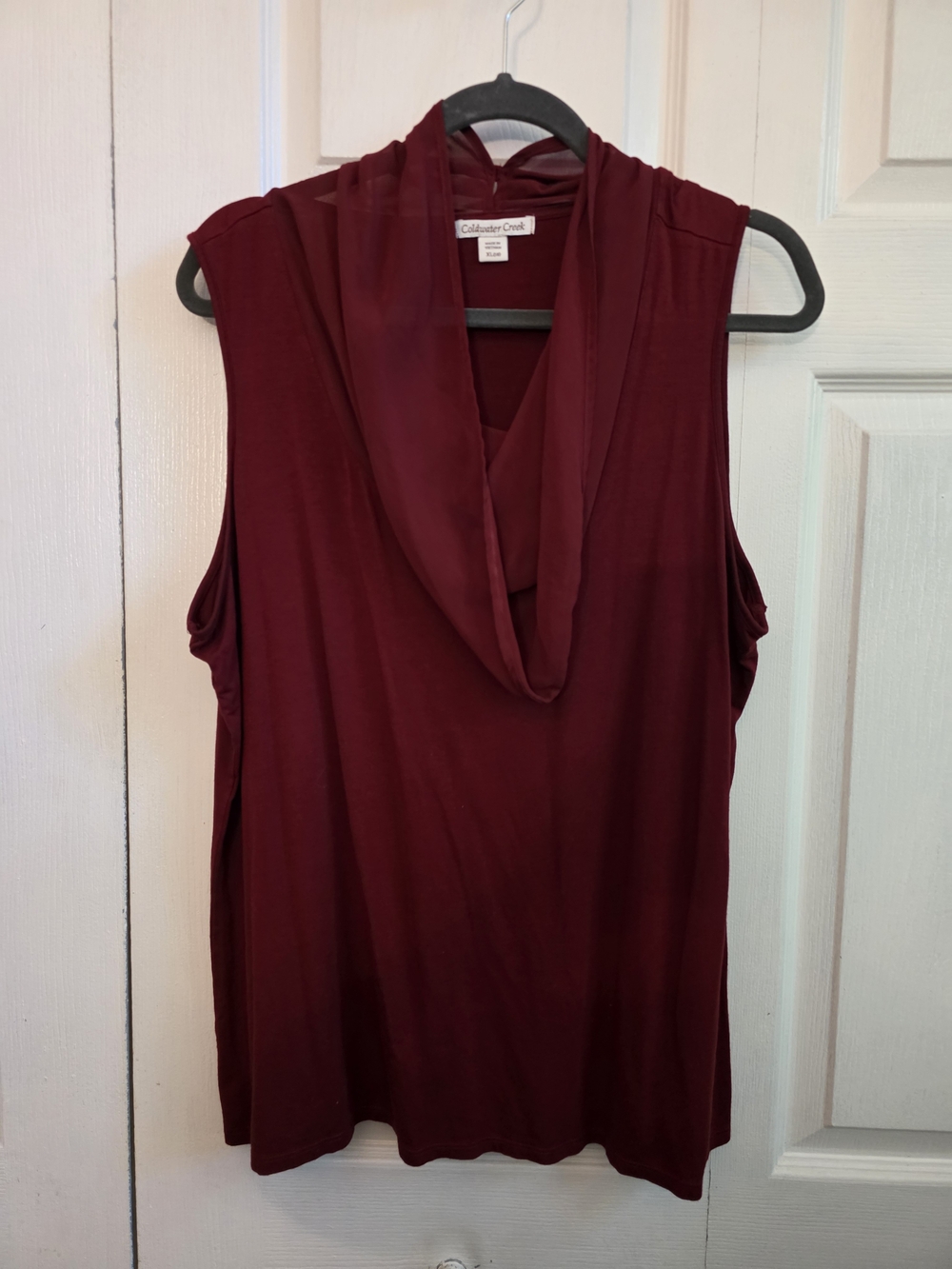 Coldwater Creek Sleeveless Cowl Neck Tank Top - Wine